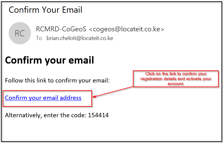 Registration details confirmation